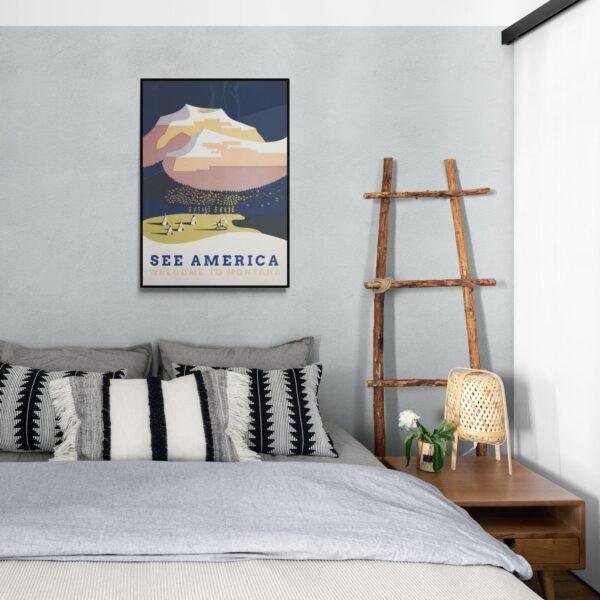 Vintage Montana Travel Poster: Yellowstone National Park Art Print