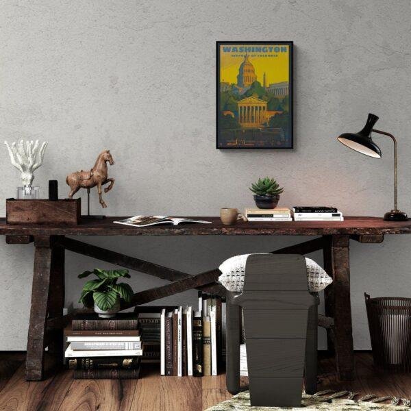 Washington DC Travel Poster: Vintage Style Art Print