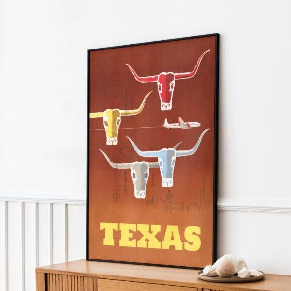 Retro Texas Travel Poster: Vintage American Art Print