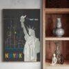 New York Travel Poster: Retro Statue of Liberty Art Print