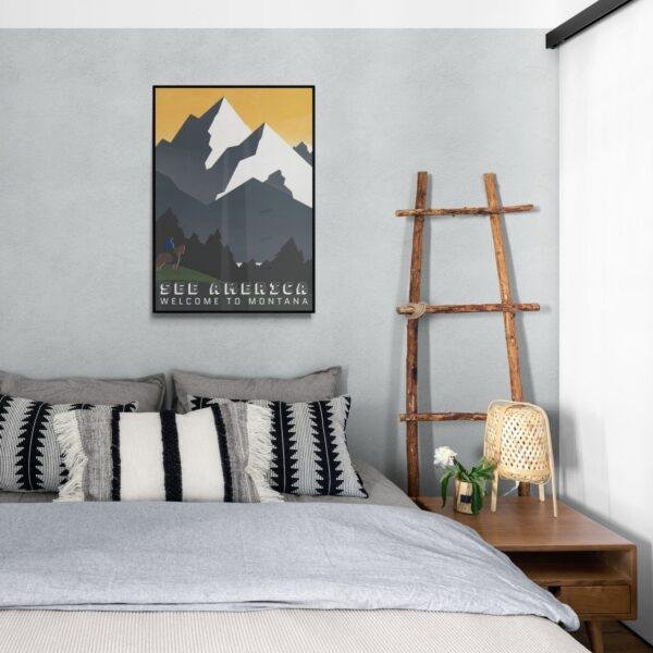 Retro Montana Travel Poster: Yellowstone National Park Art Print