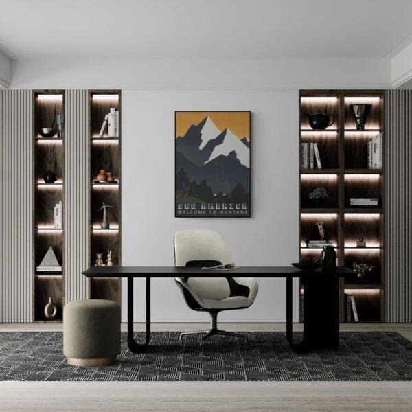 Retro Montana Travel Poster: Yellowstone National Park Art Print