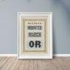 Vintage Wood Type Poster: Mounted March Or, Typographic Print