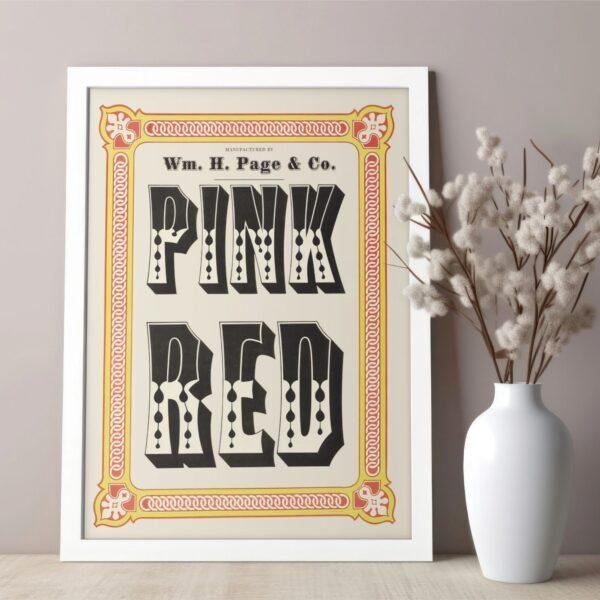 Chromatic Wood Type Poster: Vintage Pink Red Typography Art