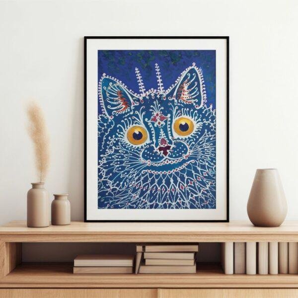 Louis Wain Cat Print: Whimsical Feline Art on Matte Paper