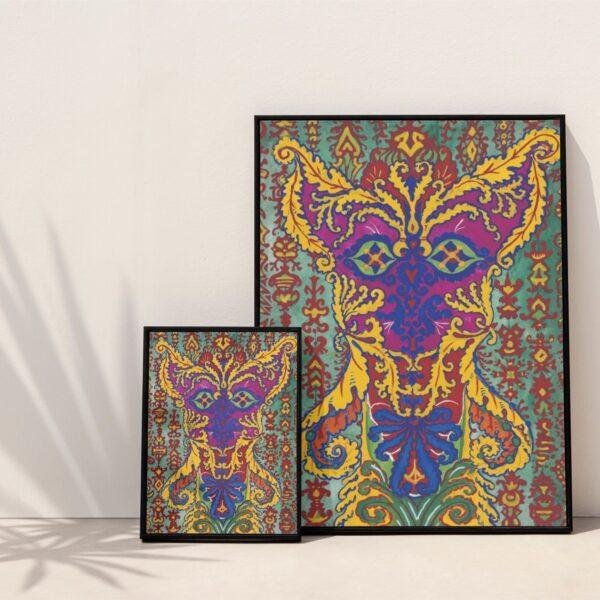 Louis Wain Cat Poster – Vintage Psychedelic Artwork, Home Sweet Home Cat Decor, Anthropomorphic Art Print, Collector Gift
