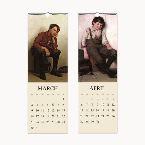 Vintage Americana Wall Calendar - John George Brown Art, Classic 19th-Century Street Scenes, Elegant Gift for Art Lovers