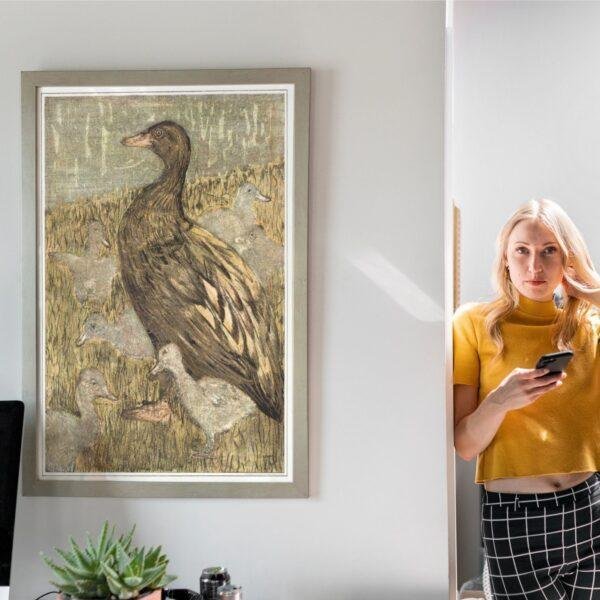 Theo van Hoytema - Dutch Artist, Duck with Ducklings, Smooth Matte Art Print