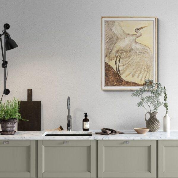 Theo van Hoytema - Dutch Artist, Silver Heron, Smooth Matte Art Print