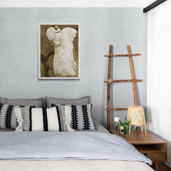 Theo van Hoytema - Dutch Artist, White Peacock on Branch, Smooth Matte Art Print