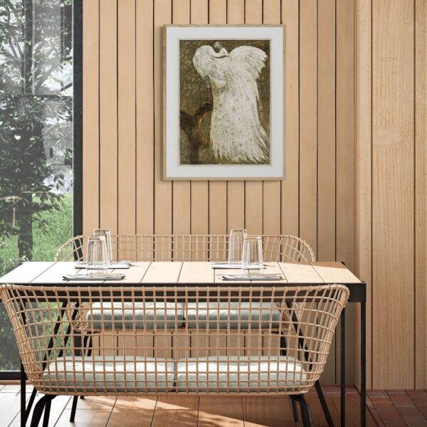 Theo van Hoytema - Dutch Artist, White Peacock on Branch, Smooth Matte Art Print