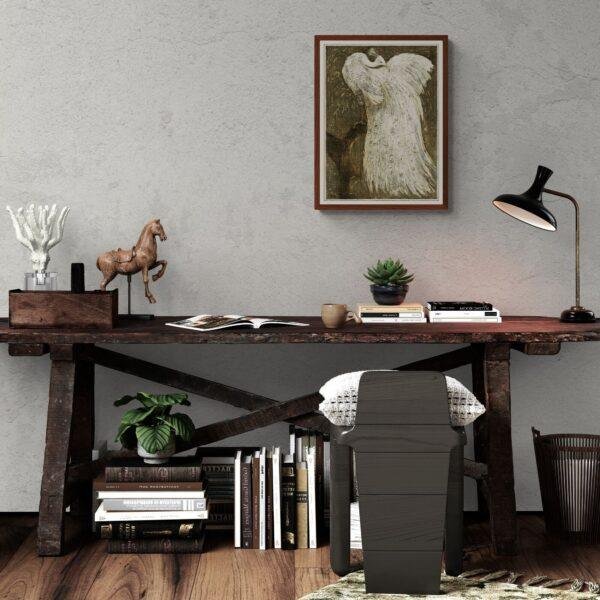 Theo van Hoytema - Dutch Artist, White Peacock on Branch, Smooth Matte Art Print