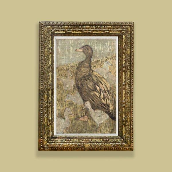 Theo van Hoytema - Dutch Artist, Duck with Ducklings, Smooth Matte Art Print