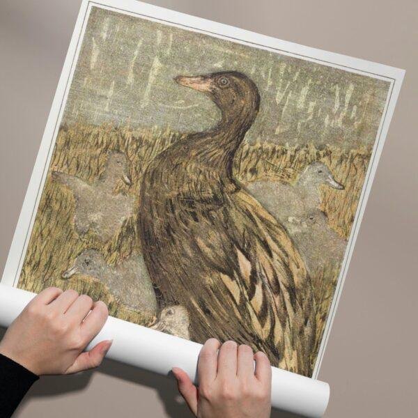 Theo van Hoytema - Dutch Artist, Duck with Ducklings, Smooth Matte Art Print