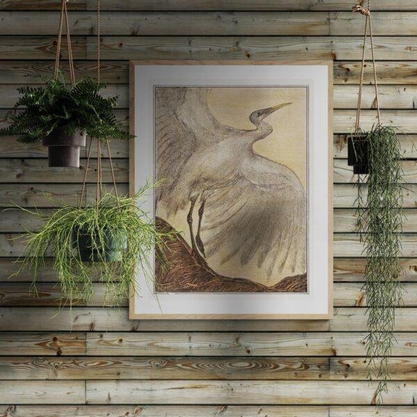 Theo van Hoytema - Dutch Artist, Silver Heron, Smooth Matte Art Print