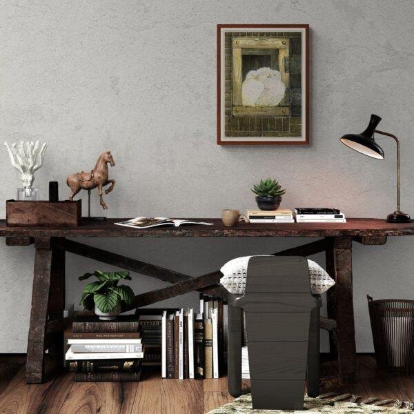 Theo van Hoytema - Dutch Artist, White Doves in Window, Smooth Matte Art Print