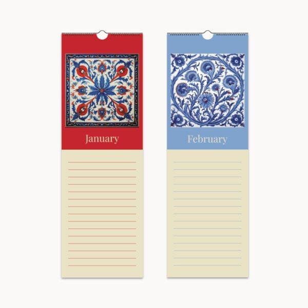 Iznik Tiles Perpetual Birthday Calendar - Decorative Historical Art, Home Decor Gift Idea