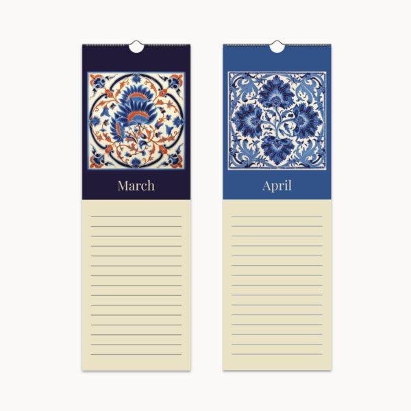 Iznik Tiles Perpetual Birthday Calendar - Decorative Historical Art, Home Decor Gift Idea