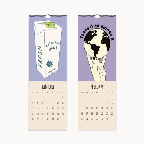 Wall Calendar Bold Strokes Brave Ideas - Modern Art Illustrations Unique Calendar Gift for Art Lovers