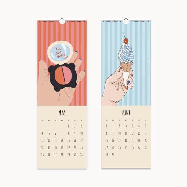 Wall Calendar Bold Strokes Brave Ideas - Modern Art Illustrations Unique Calendar Gift for Art Lovers