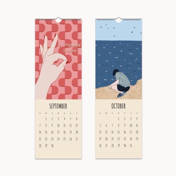 Wall Calendar Bold Strokes Brave Ideas - Modern Art Illustrations Unique Calendar Gift for Art Lovers