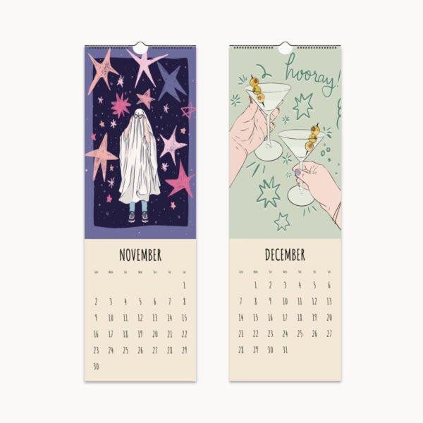 Wall Calendar Bold Strokes Brave Ideas - Modern Art Illustrations Unique Calendar Gift for Art Lovers