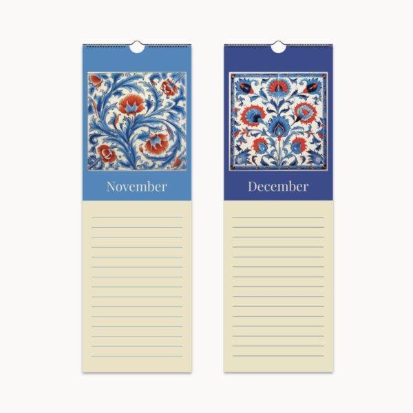 Iznik Tiles Perpetual Birthday Calendar - Decorative Historical Art, Home Decor Gift Idea