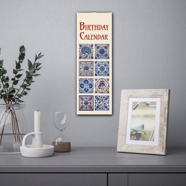 Iznik Tiles Perpetual Birthday Calendar - Decorative Historical Art, Home Decor Gift Idea