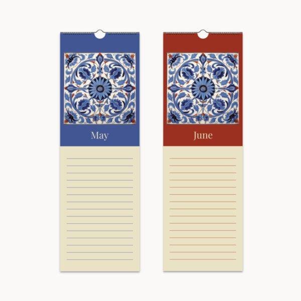 Iznik Tiles Perpetual Birthday Calendar - Decorative Historical Art, Home Decor Gift Idea