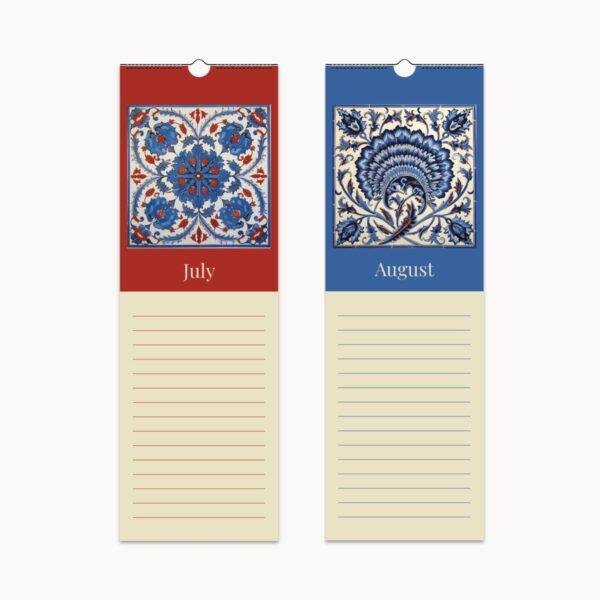Iznik Tiles Perpetual Birthday Calendar - Decorative Historical Art, Home Decor Gift Idea