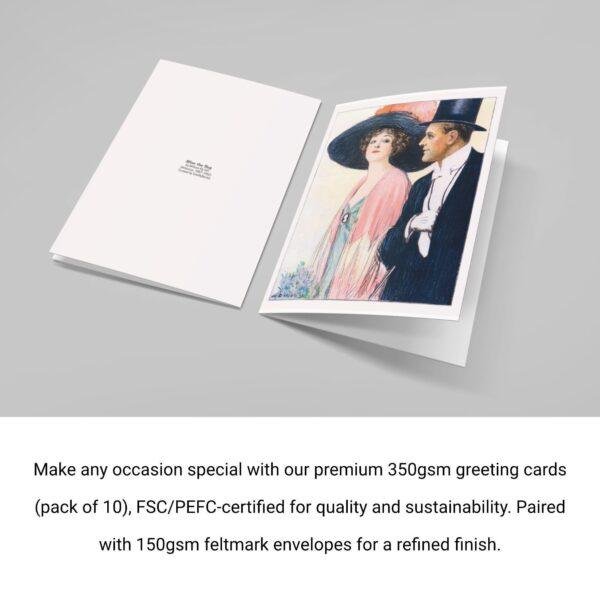 William Ely Hill Vintage Postcards – Blank Postcards, Elegant Couple Artist Card, Unique Vintage Art Stationery