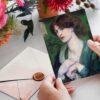 Pre-Raphaelite Art Card – The Salutation of Beatrice Vintage Postcard