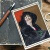 William Ely Hill Vintage Postcards – Blank Postcards, Lady in Black Artist Card, Unique Vintage Art Stationery