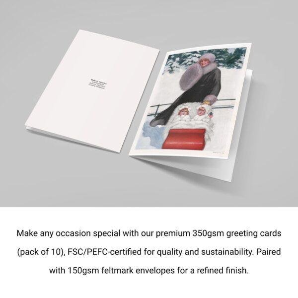 William Ely Hill Vintage Postcards – Blank Postcards, Winter Sleigh Ride Artist Card, Unique Vintage Art Stationery