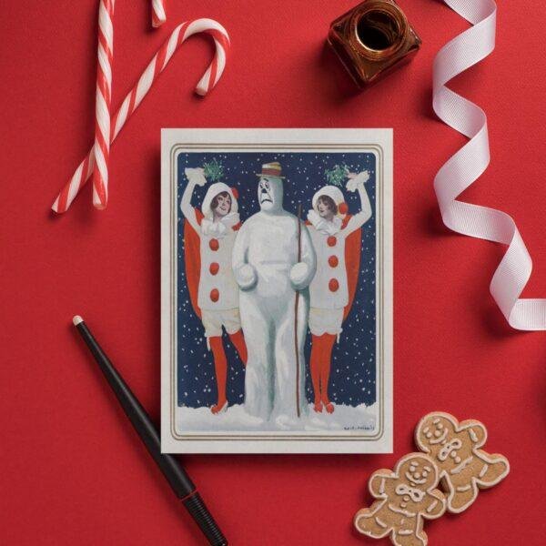 William Ely Hill Vintage Postcards – Blank Postcards, Pierrot Snowman Artist Card, Unique Vintage Art Stationery