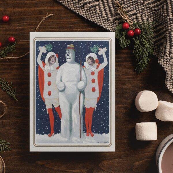 William Ely Hill Vintage Postcards – Blank Postcards, Pierrot Snowman Artist Card, Unique Vintage Art Stationery