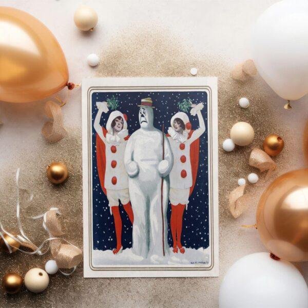 William Ely Hill Vintage Postcards – Blank Postcards, Pierrot Snowman Artist Card, Unique Vintage Art Stationery