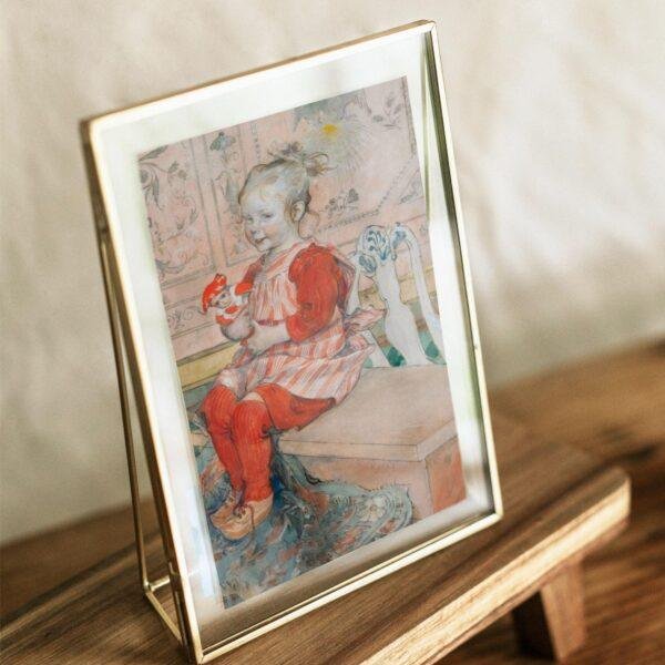 Carl Larsson Vintage Postcards – Blank Postcards, Girl with Doll on Bench, Artist Card, Custom Postcard