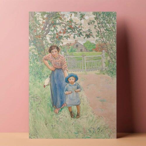Carl Larsson Vintage Postcards – Blank Postcards, Mother and Child in the Garden, Artist Card, Custom Postcard