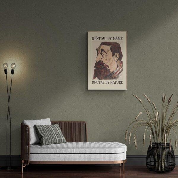 Satirical Artwork, Dark Academia Art: “Bestial by Name – Brutal by Nature” – Phrenology Head Print