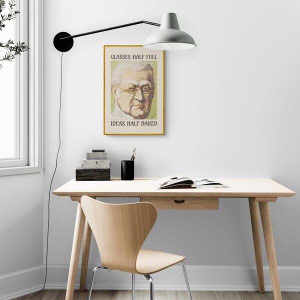 Satirical Artwork, Dark Academia Art: “Glasses Half Full – Ideas Half Baked” – Phrenology Head Print