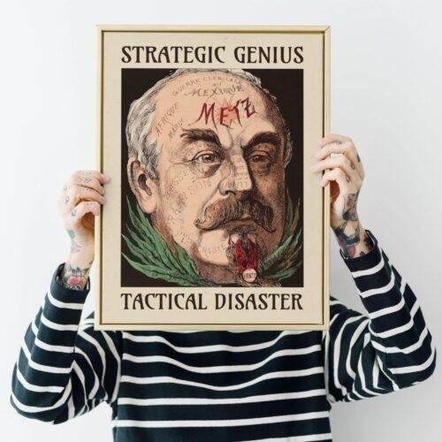 Satirical Artwork, Dark Academia Art: “Strategic Genius – Tactical Disaster” – Phrenology Head Print