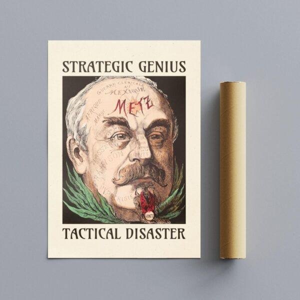 Satirical Artwork, Dark Academia Art: “Strategic Genius – Tactical Disaster” – Phrenology Head Print