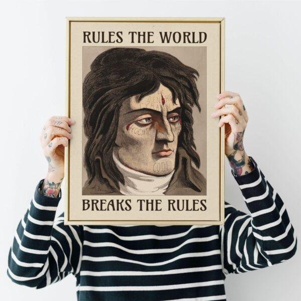 Satirical Artwork, Dark Academia Art: “Rules the World – Breaks the Rules” – Phrenology Head Print