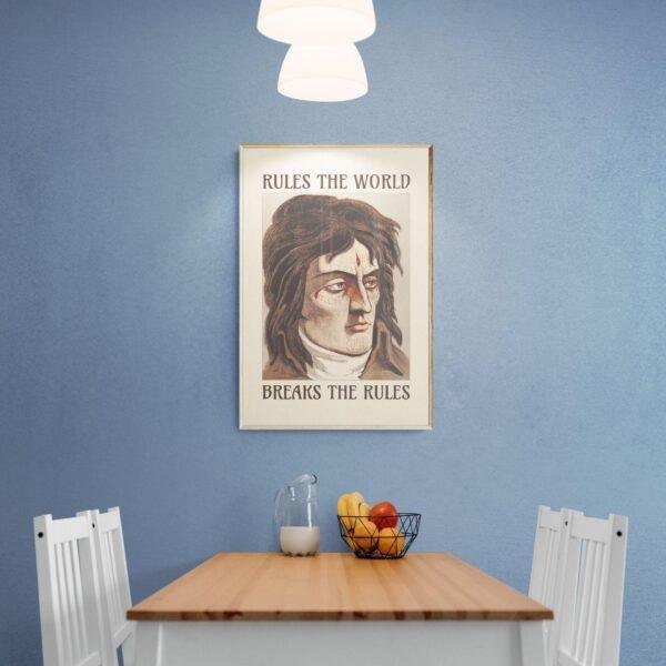 Satirical Artwork, Dark Academia Art: “Rules the World – Breaks the Rules” – Phrenology Head Print