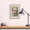 Satirical Artwork, Dark Academia Art: “World Domination – Starts with a Mustache” – Phrenology Head Print