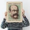 Satirical Artwork, Dark Academia Art: “World Domination – Starts with a Mustache” – Phrenology Head Print