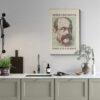 Satirical Artwork, Dark Academia Art: “World Domination – Starts with a Mustache” – Phrenology Head Print