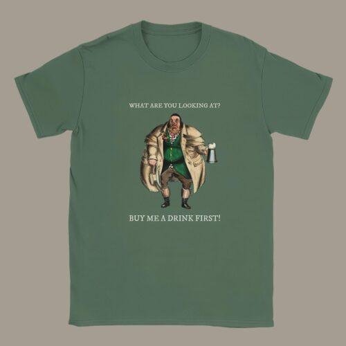 William Heath Witty Bar Scene T-Shirt – Fun Gifts for Guys, Political Cartoon Art, Vintage Satire Tee