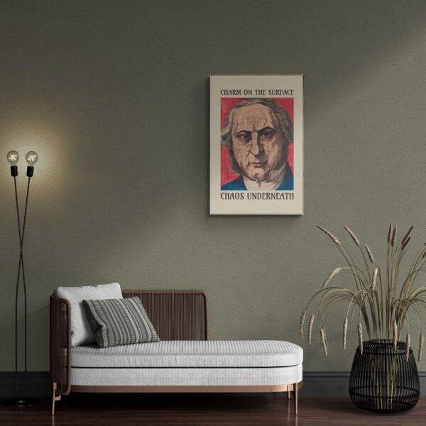 Satirical Artwork, Dark Academia Art: “Charm on the Surface – Chaos Underneath” – Phrenology Head Print